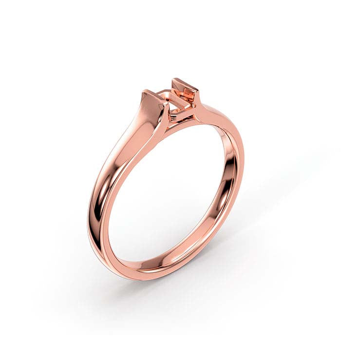 14K Rose Gold 5 x 4mm Emerald-Cut Stone Ring Mounting