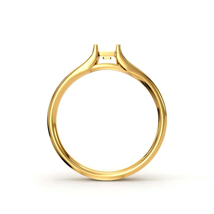 14K Gult Guld 5 x 4mm Smaragdslibning Stenring Indfatning
