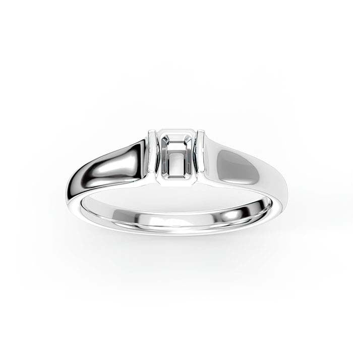 18K White Gold 5 x 4mm Emerald-Cut Stone Ring Mounting