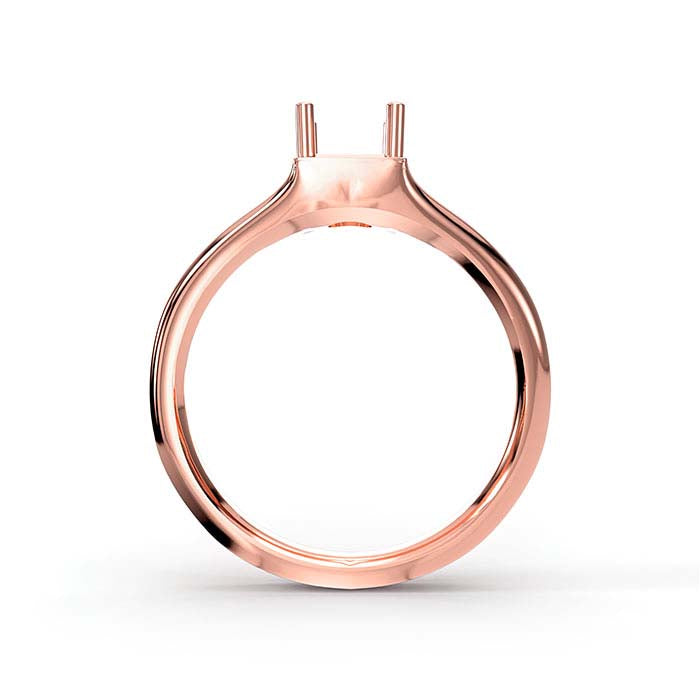 14K Rose Gold 4.5mm Princess Solitaire Stone Ring Mounting
