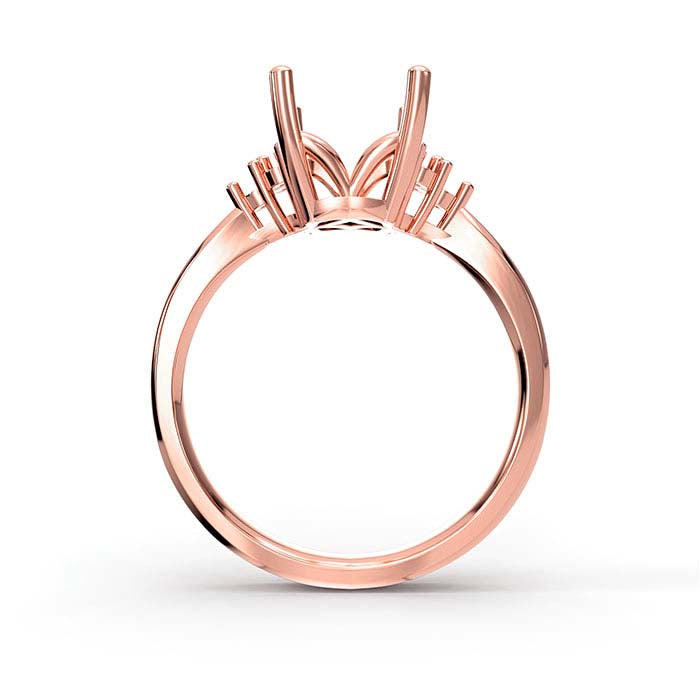 14K Rose Gold 10 x 7mm Emerald-Cut Stone Ring Mounting