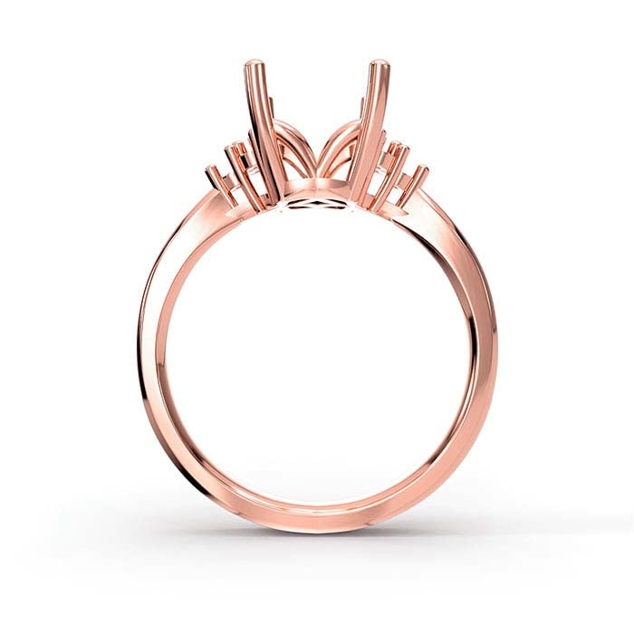 Montatura per anello con pietra taglio smeraldo 10 x 7 mm in oro rosa 18K