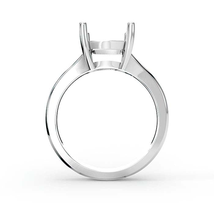 خاتم تثبيت حجر سوليتير وسادة 9 مم من الذهب الأبيض عيار 14 قيراط