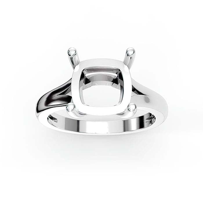 Montatura per anello solitario con pietra a cuscino da 9 mm in oro bianco 18K