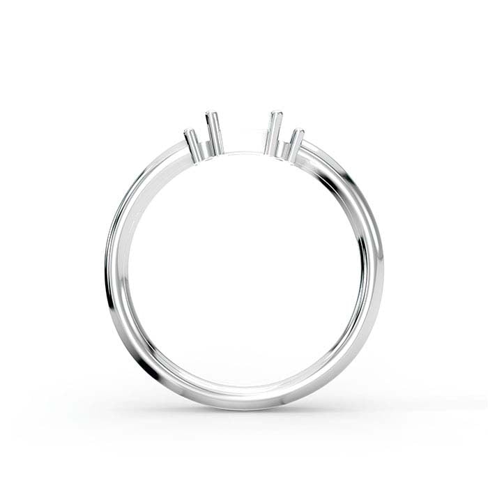 خاتم تركيب بحجر بيجيت وحجر دائري من الذهب الأبيض عيار 14 قيراط