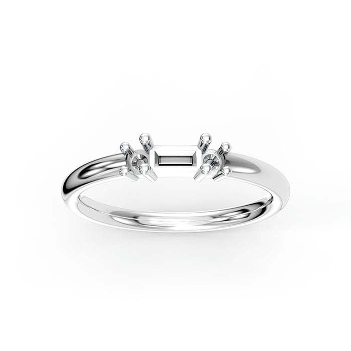 Ringfassung aus 18 Karat Weißgold mit Baguette- und rundem Stein