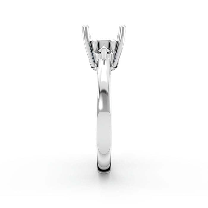 خاتم تركيب بحجر بيضاوي ومستدير من الذهب الأبيض عيار 14 قيراط