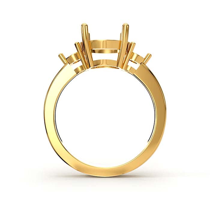 18K Yellow Gold Oval & Round Stone Ring Mounting