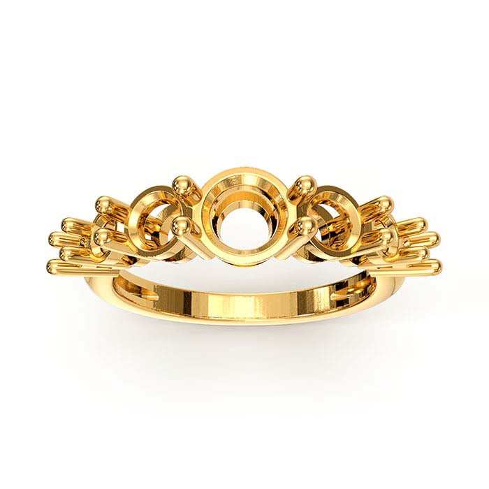14K Yellow Gold Round Seven Stone Ring Mounting
