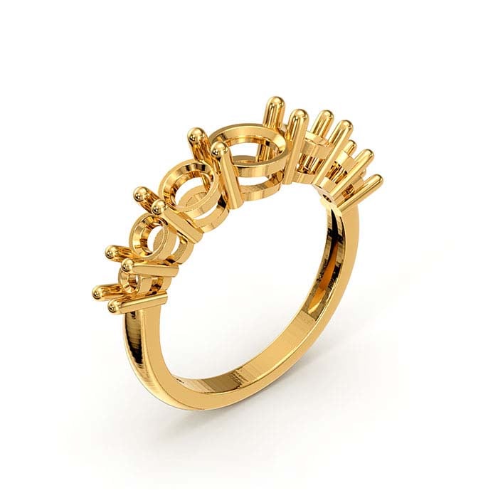 14K Yellow Gold Round Seven Stone Ring Mounting