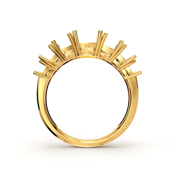 18K Guldbelagt Ringbesætning med Syv Smaragdslebne Sten