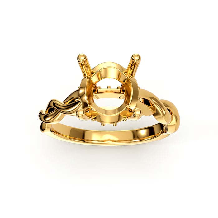 Anillo de oro amarillo de 14 quilates con montura de piedra redonda de halo de 8,5 mm