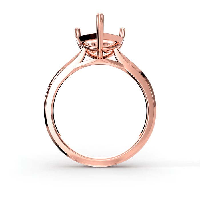 14K Rose Gold 10mm Heart Basket Solitaire Stone Ring Mounting