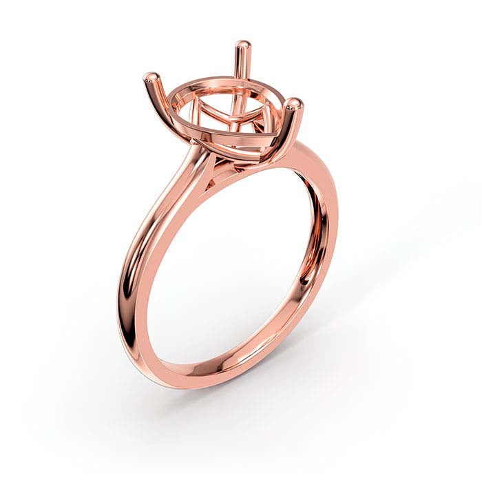 14K Rose Gold 10 x 8mm Pear Basket Solitaire Stone Ring Mounting