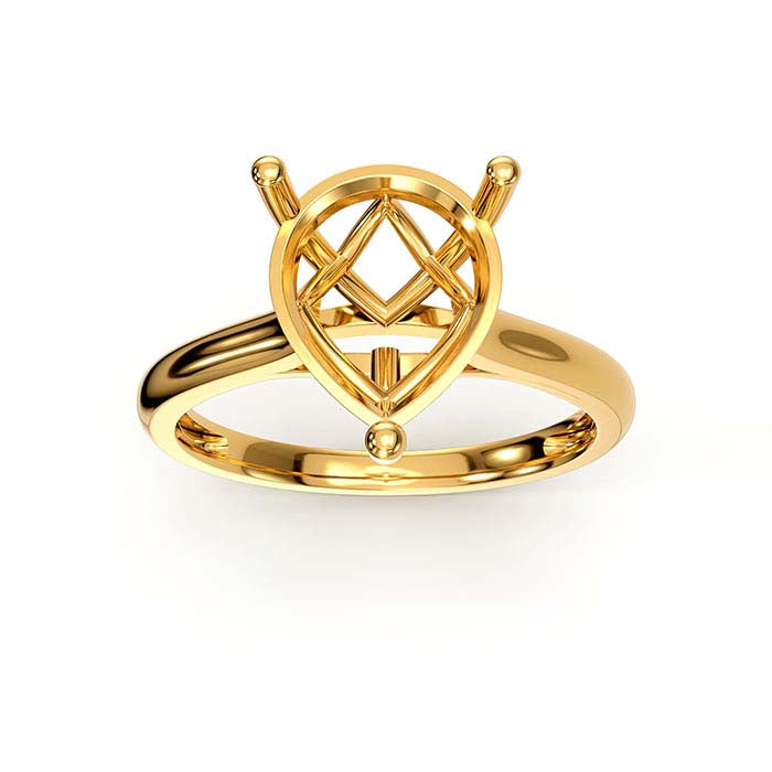 Monture de bague solitaire panier poire 10 x 8 mm en or jaune 14 carats