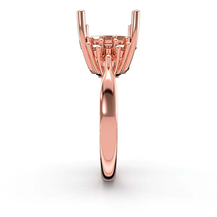 14K Rose Gold Cushion & Round Stone Ring Mounting