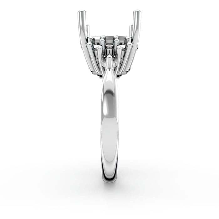 14K Weißgold Kissen & Rundstein Ringfassung