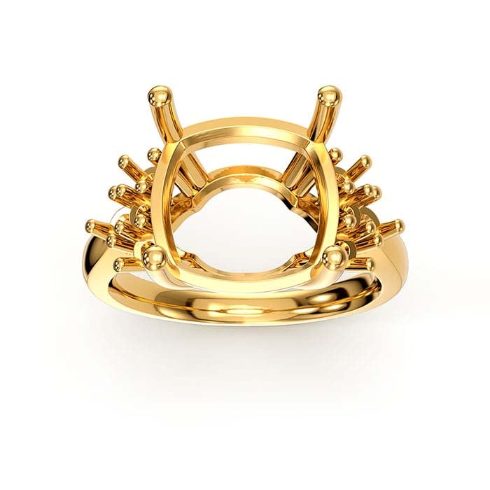 Montura pierścionka z poduszką i okrągłym kamieniem z żółtego złota 14K