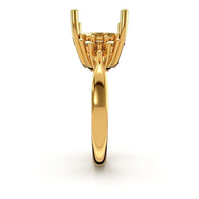 Montura pierścionka z kamieniem poduszkowym i okrągłym z żółtego złota 18K