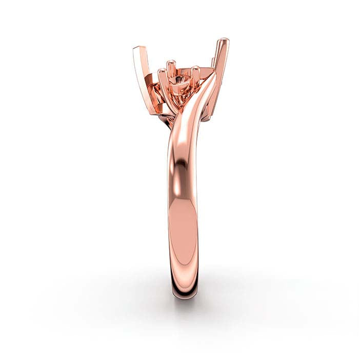 14K Roségold Herz- und Rundstein-Ringfassung