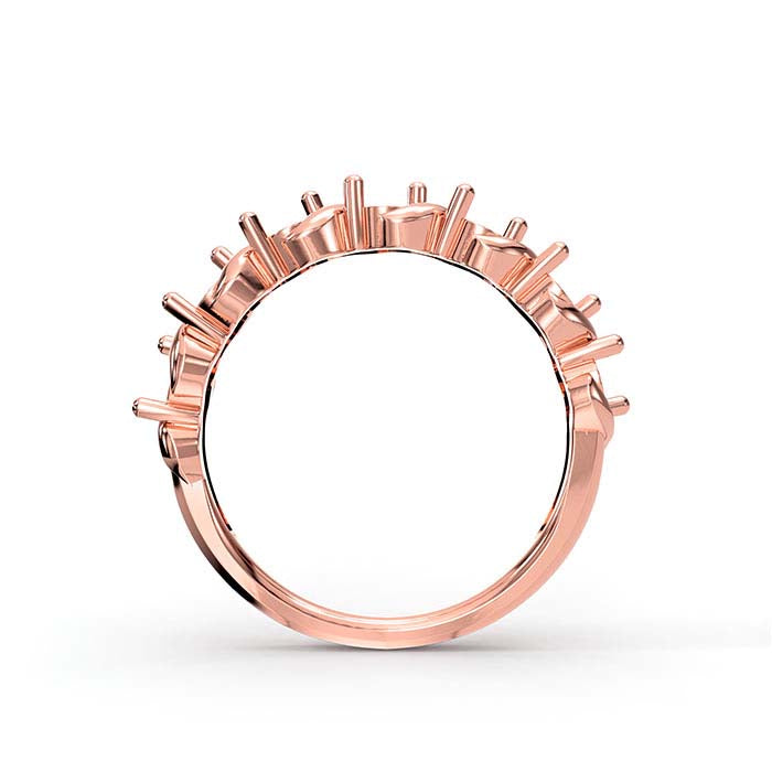 18K Roségull 3 mm Rund Sju Steners Ringinnfatning