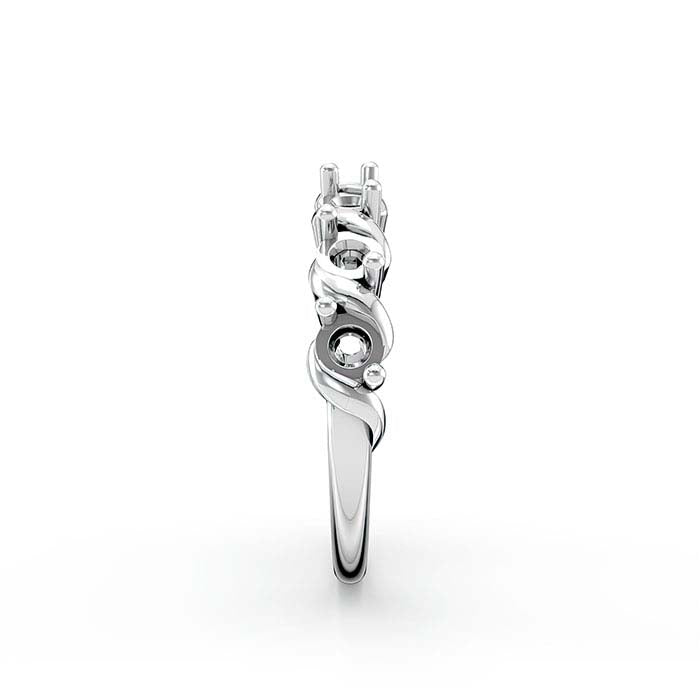 טבעת הרכבה עם שבע אבנים, זהב לבן 18 קראט, עגולה בקוטר 3 מ"מ