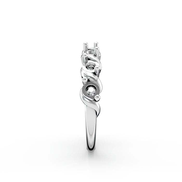 Βάση Δαχτυλιδιού 18Κ Λευκό Χρυσό 3mm Στρογγυλή με Επτά Πέτρες