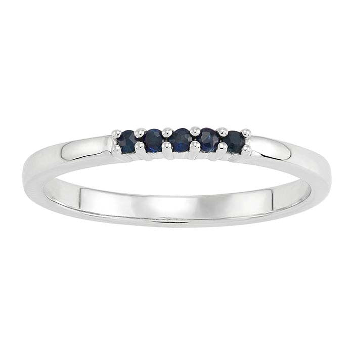 10K Weißgold Saphir-Set Stapelring