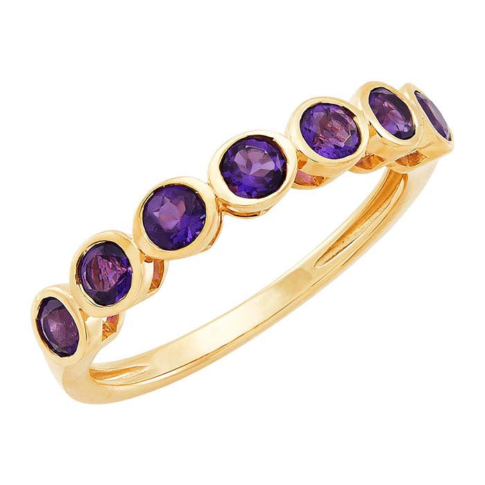 10K Yellow Gold Amethyst-Set Seven Stone Ring