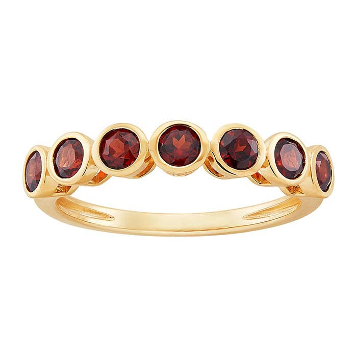 10K Yellow Gold Garnet-Set Seven Stone Ring