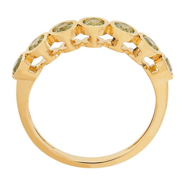 10K Yellow Gold Peridot-Set Seven Stone Ring