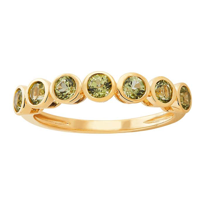 10K Yellow Gold Peridot-Set Seven Stone Ring