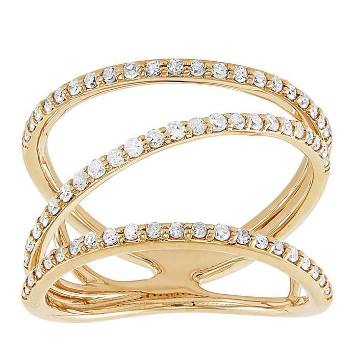 10K Yellow Gold Diamond-Set Cross-Over Ring