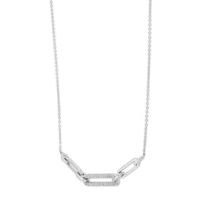 Sterling Silver Diamond-Set Chain Link Necklace