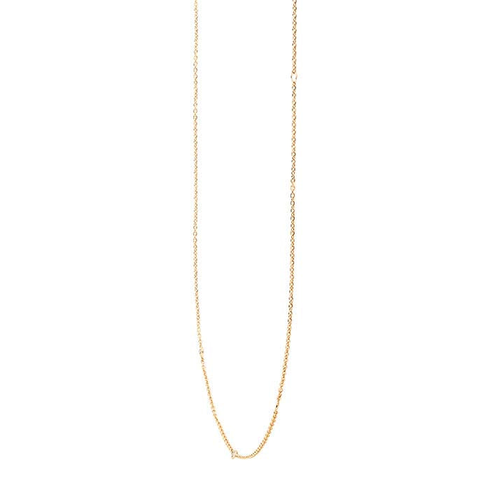 14K 옐로우 골드 다이아몬드 세팅 2.5mm 케이블 체인 목걸이