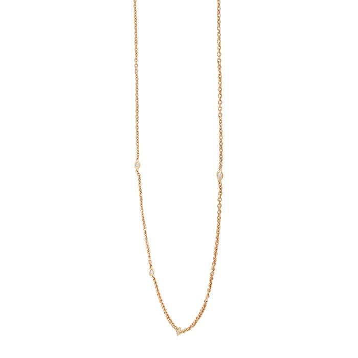 שרשרת חמש תחנות מזהב צהוב 14 קראט עם יהלומים