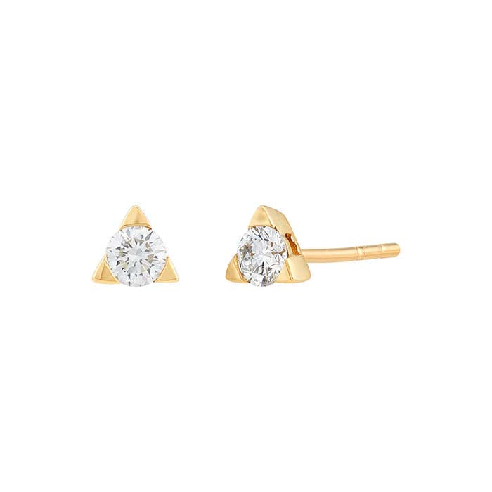 10K Yellow Gold Triangle Lab-Grown Diamond-Set Post Earrings