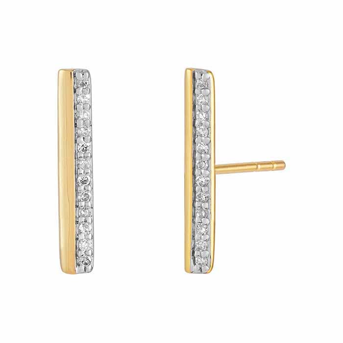 10K Yellow Gold Split Bar Diamond-Set Post Earrings