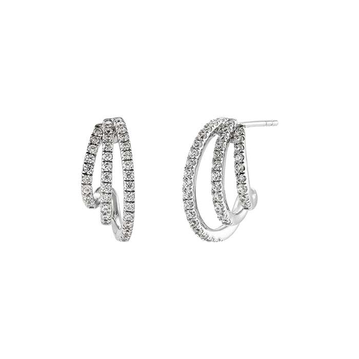 Sterling Silver Lab-Grown Diamond-Set J-Hoop Earrings