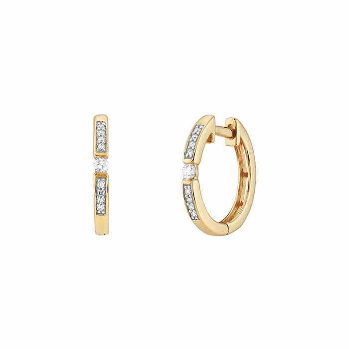 10K Yellow Gold Diamond-Set Hoop Earrings