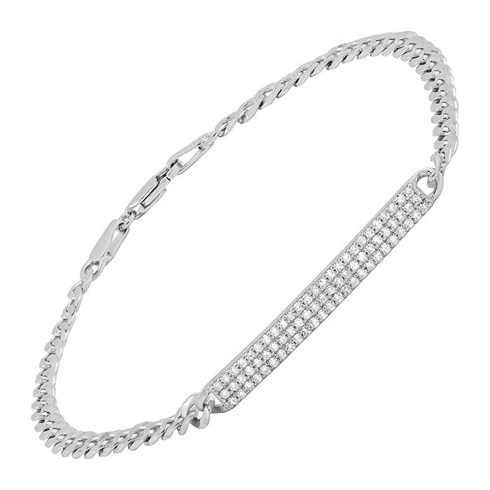Armband met staafschakels van sterling zilver en diamanten