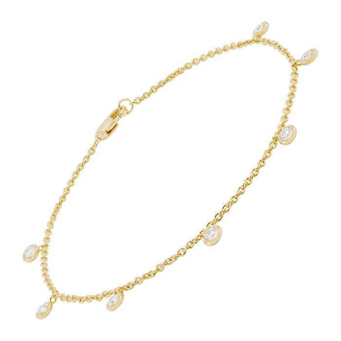 Βραχιόλι από Ασήμι Στερλίνα Επιχρυσωμένο με 14Κ Κίτρινο Χρυσό και CZ σε Σύνδεσμο