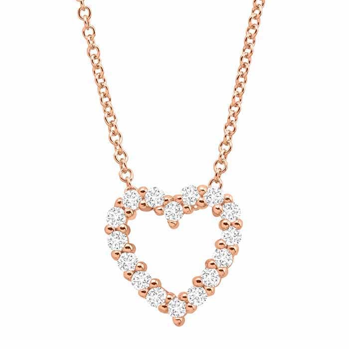 14K Rose Gold-Plated Sterling Silver Lab-Grown White Sapphire Open Heart Necklace