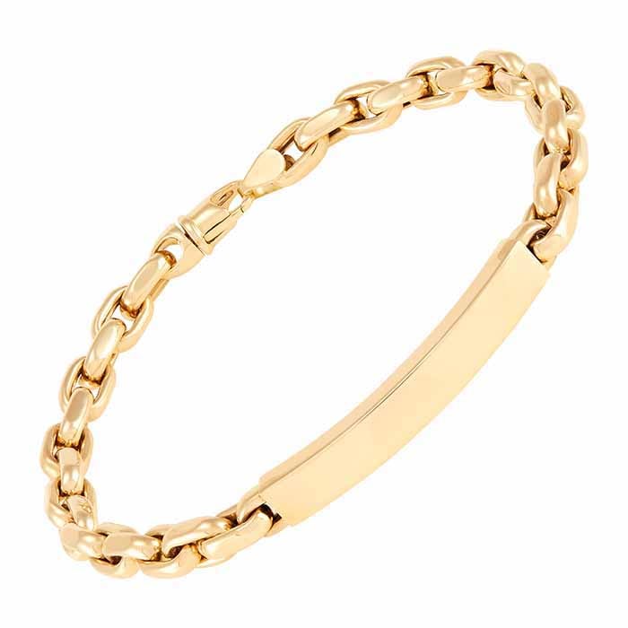 14K Gult Guld Ihålig Stavlänk Armband