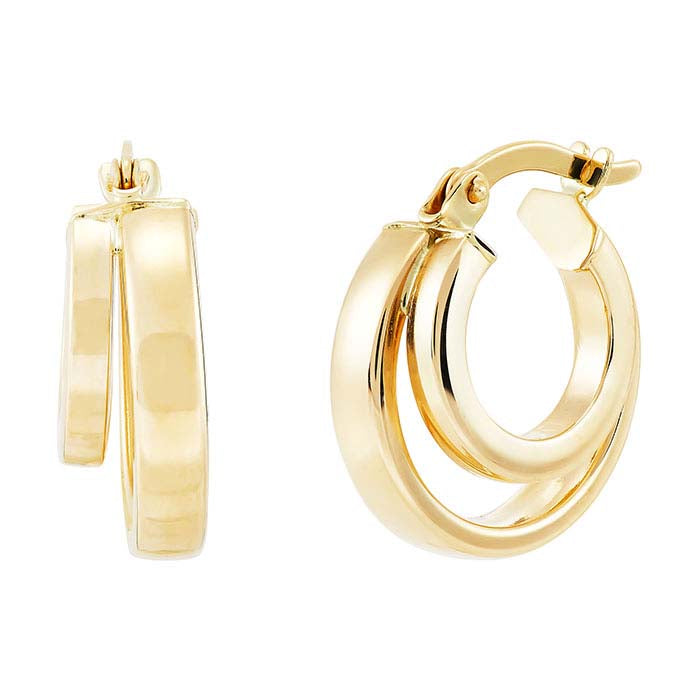 Doppelreihige Creolen aus 14 Karat Gelbgold