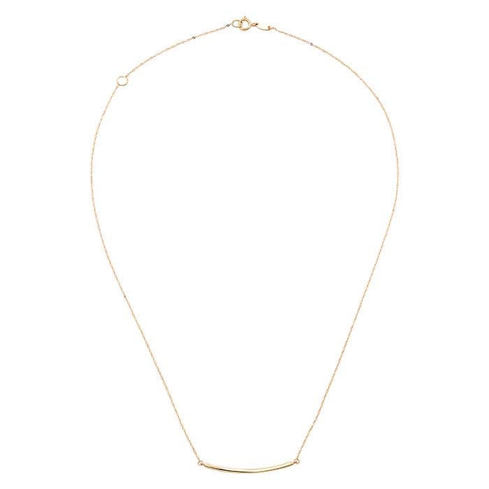 14K Yellow Gold Curved Bar Necklace
