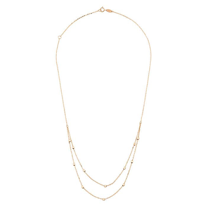 14K Yellow Gold Double Layer Bead Station Necklace