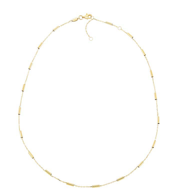 שרשרת צינור תחנה מזהב צהוב 14K