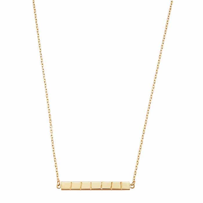 14K पीला सोना बार ईंट बनावट हार
