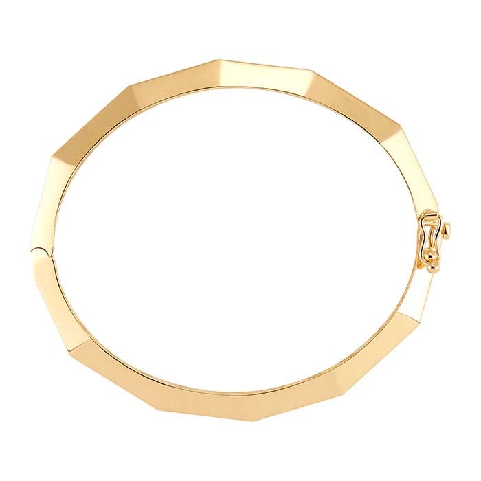 Браслет-обруч с шарниром из 14-каратного жёлтого золота с дизайном в виде бамбука